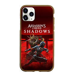 Чехол iPhone 11 Pro матовый Персонажи Assassins creed shadows, цвет: 3D-коричневый