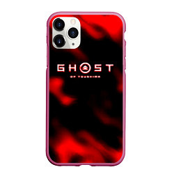 Чехол iPhone 11 Pro матовый Ghost of Tsushima огненный стиль, цвет: 3D-малиновый