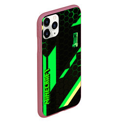 Чехол iPhone 11 Pro матовый Minecraft creeper game pattern, цвет: 3D-малиновый — фото 2