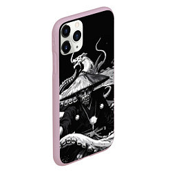 Чехол iPhone 11 Pro матовый Воин призрак-самурай и монстр со щупальцами, цвет: 3D-розовый — фото 2