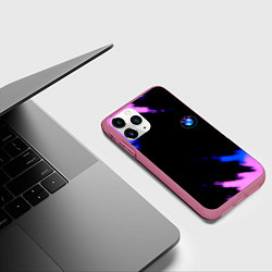 Чехол iPhone 11 Pro матовый BMW неоновые краски спорт, цвет: 3D-малиновый — фото 2