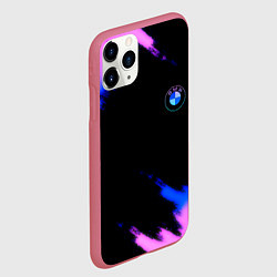 Чехол iPhone 11 Pro матовый BMW неоновые краски спорт, цвет: 3D-малиновый — фото 2