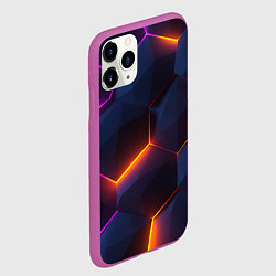 Чехол iPhone 11 Pro матовый Неоновая яркая геометрическая абстракция со светом, цвет: 3D-фиолетовый — фото 2