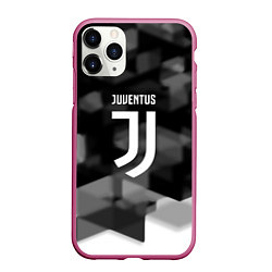 Чехол iPhone 11 Pro матовый Juventus geometry fc, цвет: 3D-малиновый