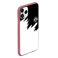 Чехол iPhone 11 Pro матовый Borussia краски белые, цвет: 3D-малиновый — фото 2