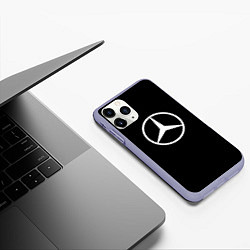 Чехол iPhone 11 Pro матовый Mercedes benz logo white, цвет: 3D-светло-сиреневый — фото 2