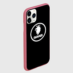 Чехол iPhone 11 Pro матовый Saab avto logo, цвет: 3D-малиновый — фото 2