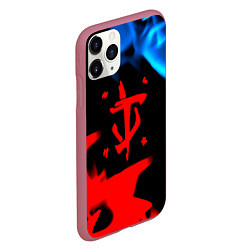 Чехол iPhone 11 Pro матовый Doom logo битва огней, цвет: 3D-малиновый — фото 2