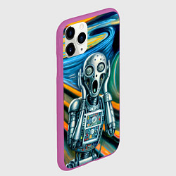 Чехол iPhone 11 Pro матовый Робот кричит на картине Эдварда Мунка, цвет: 3D-фиолетовый — фото 2