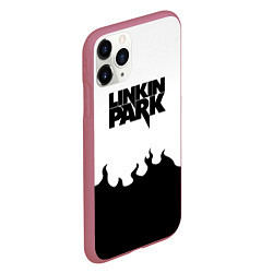 Чехол iPhone 11 Pro матовый Linkin park rock fire, цвет: 3D-малиновый — фото 2