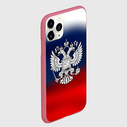 Чехол iPhone 11 Pro матовый Россия герб краски, цвет: 3D-малиновый — фото 2