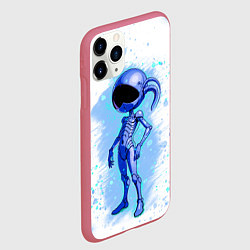 Чехол iPhone 11 Pro матовый Инопланетянин среди звезд - An alien among the sta, цвет: 3D-малиновый — фото 2