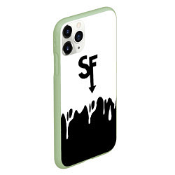 Чехол iPhone 11 Pro матовый Sally face разводы красок блэк, цвет: 3D-салатовый — фото 2
