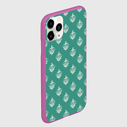 Чехол iPhone 11 Pro матовый Винтажный орнамент на бирюзовом, цвет: 3D-фиолетовый — фото 2