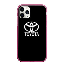 Чехол iPhone 11 Pro матовый Toyota white logo, цвет: 3D-малиновый