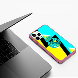 Чехол iPhone 11 Pro матовый Real madrid fc geometry, цвет: 3D-малиновый — фото 2