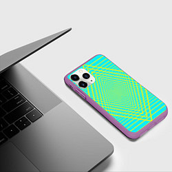 Чехол iPhone 11 Pro матовый Трансформация контурных треугольников, цвет: 3D-фиолетовый — фото 2
