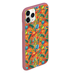 Чехол iPhone 11 Pro матовый Летние каникулы микс из паттерна, цвет: 3D-малиновый — фото 2