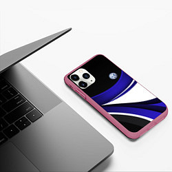 Чехол iPhone 11 Pro матовый Фольцваген - синяя волна, цвет: 3D-малиновый — фото 2