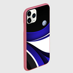 Чехол iPhone 11 Pro матовый Фольцваген - синяя волна, цвет: 3D-малиновый — фото 2