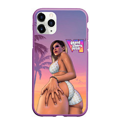 Чехол iPhone 11 Pro матовый Девушка в купальнике из Gta 6, цвет: 3D-фиолетовый