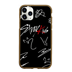 Чехол iPhone 11 Pro матовый Stray kids автографы лого, цвет: 3D-коричневый