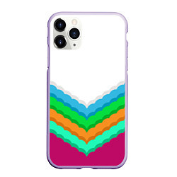 Чехол iPhone 11 Pro матовый Пятицветный угольник с волной, цвет: 3D-светло-сиреневый