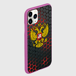 Чехол iPhone 11 Pro матовый Герб РФ соты броня, цвет: 3D-фиолетовый — фото 2
