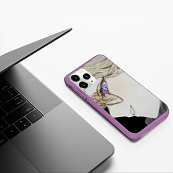 Чехол iPhone 11 Pro матовый Honkai Star Rail Aventurine smile, цвет: 3D-фиолетовый — фото 2