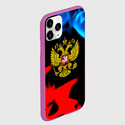 Чехол iPhone 11 Pro матовый Россия герб огненый стиль, цвет: 3D-фиолетовый — фото 2
