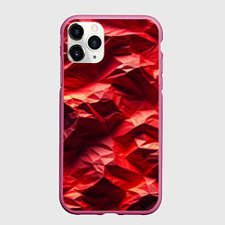 Чехол iPhone 11 Pro матовый Эффект текстуры мятой красной бумаги, цвет: 3D-малиновый