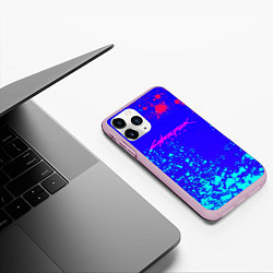 Чехол iPhone 11 Pro матовый Cyberpunk neon steel, цвет: 3D-розовый — фото 2