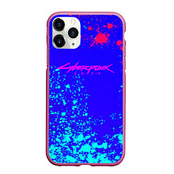 Чехол iPhone 11 Pro матовый Cyberpunk neon steel, цвет: 3D-малиновый