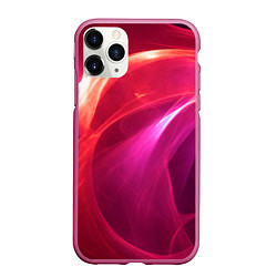 Чехол iPhone 11 Pro матовый Красно-розовый энергетический хаос волн, цвет: 3D-малиновый