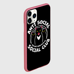Чехол iPhone 11 Pro матовый Антисоциальные кошки, цвет: 3D-малиновый — фото 2