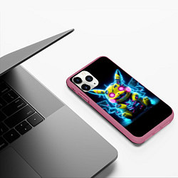 Чехол iPhone 11 Pro матовый Зомби Пикачу - неоновое свечение, цвет: 3D-малиновый — фото 2
