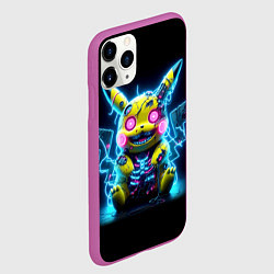 Чехол iPhone 11 Pro матовый Зомби Пикачу - неоновое свечение, цвет: 3D-фиолетовый — фото 2