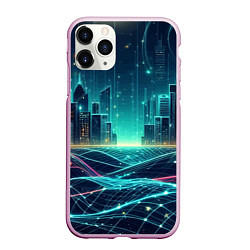 Чехол iPhone 11 Pro матовый Metropolis - vaporwave neon glow, цвет: 3D-розовый