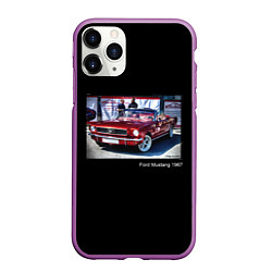 Чехол iPhone 11 Pro матовый Ford Mustang кабриолет модель 1967 года, цвет: 3D-фиолетовый