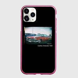 Чехол iPhone 11 Pro матовый Ретро автомобиль Cadillac Eldorado 1959 года, цвет: 3D-малиновый