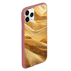 Чехол iPhone 11 Pro матовый Золотистая текстура с блестками, цвет: 3D-малиновый — фото 2