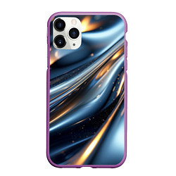 Чехол iPhone 11 Pro матовый Синяя обтекаемая текстура, цвет: 3D-фиолетовый