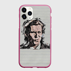 Чехол iPhone 11 Pro матовый Нарисованный Патрик Бэйтман, цвет: 3D-малиновый