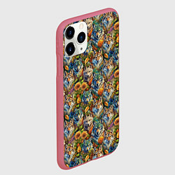 Чехол iPhone 11 Pro матовый Волки паттерн, цвет: 3D-малиновый — фото 2