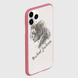 Чехол iPhone 11 Pro матовый Портрет Майкла Джексона рисунок карандашом, цвет: 3D-малиновый — фото 2