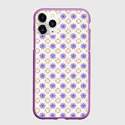 Чехол iPhone 11 Pro матовый Красивый узор цветочки, цвет: 3D-фиолетовый