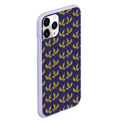 Чехол iPhone 11 Pro матовый Золотые совы на фиолетовом - паттерн, цвет: 3D-светло-сиреневый — фото 2