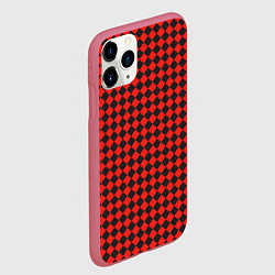 Чехол iPhone 11 Pro матовый Паттерн из квадратов, цвет: 3D-малиновый — фото 2