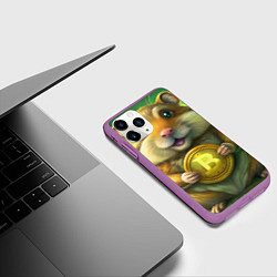 Чехол iPhone 11 Pro матовый Хомяк и крипта, цвет: 3D-фиолетовый — фото 2
