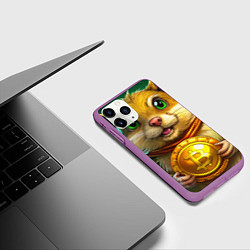 Чехол iPhone 11 Pro матовый Хомяк держит биток, цвет: 3D-фиолетовый — фото 2